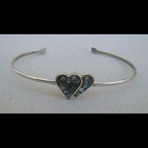 Native American Abalone Heart Inlay Cuff